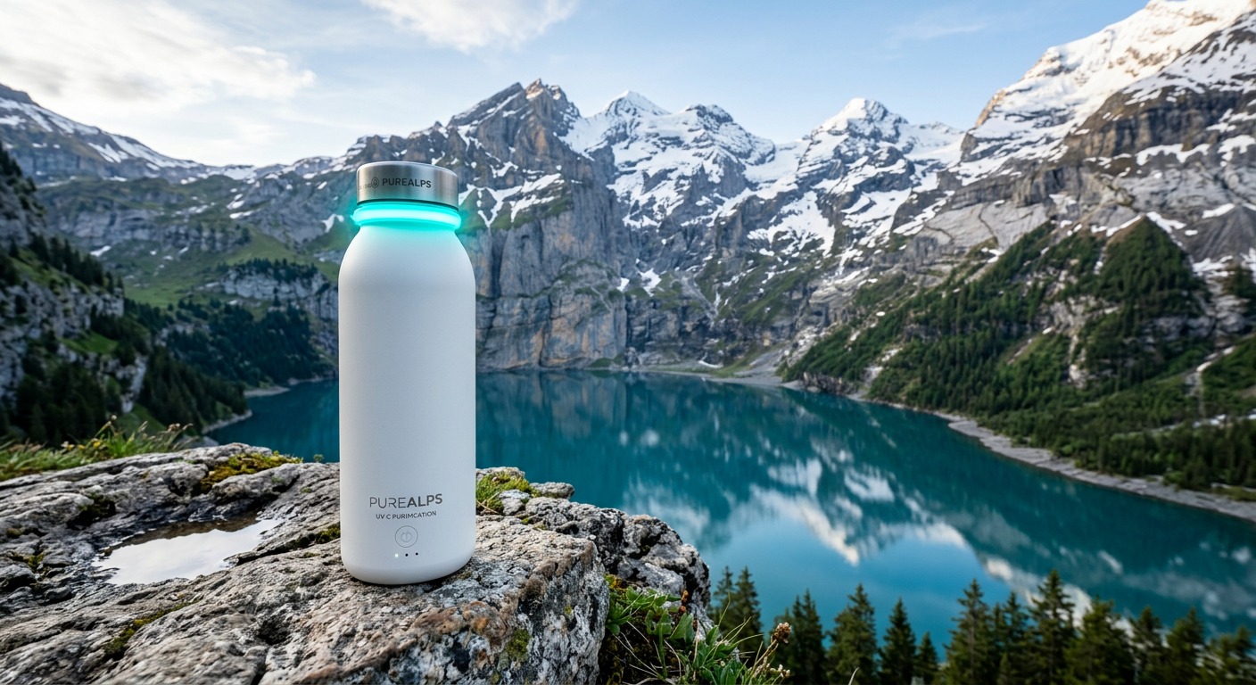 Botella inteligente Zelmavi con purificación UV-C en entorno natural